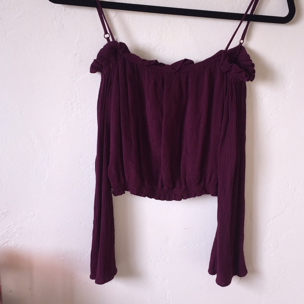 Pacsun Off the shoulder burgundy crop top